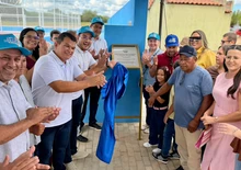 Inauguração de quadra poliesportiva em São Lourenço do Piauí (Foto: João Lucas Carvalho)